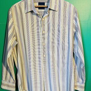 Tommy Bahama Men’s Button Front Shirt L Long Sleeve Striped Casual Island Style